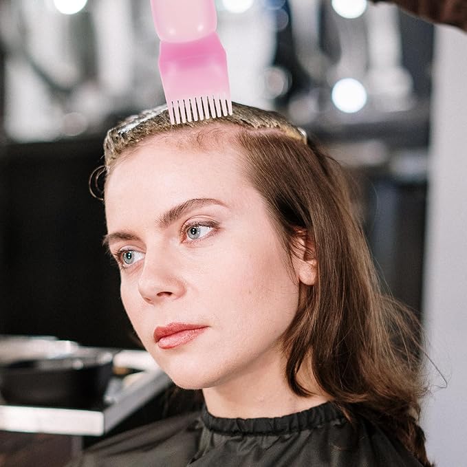 Hair Oil Applicator Bottles Root Comb Applicator for Hair Coloring and Styling Pink Salon Use Easy to Apply