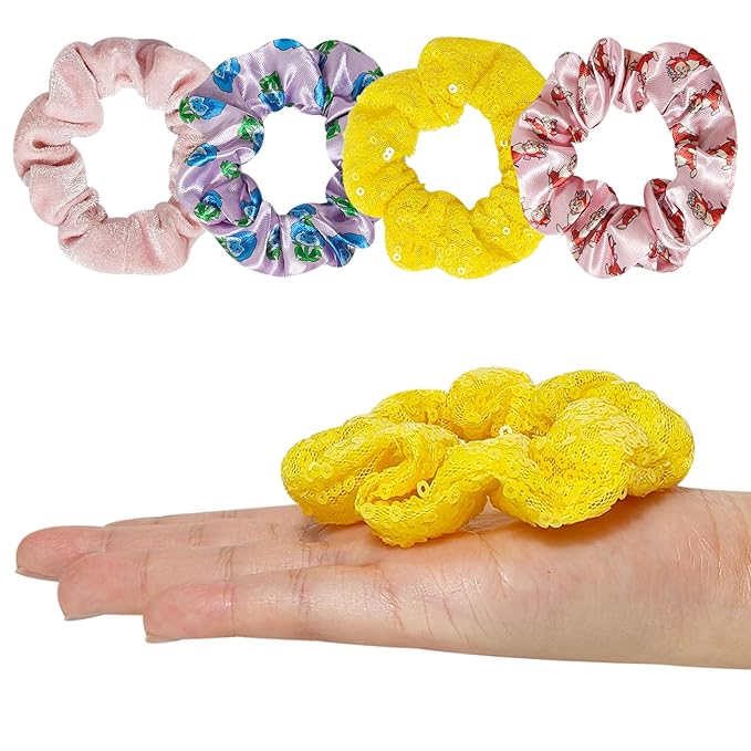LUV HER Alice in Wonderland Hair Accessory Set – 5 Pieces: 1 Detangling 9-inch Hairbrush & 4 Scrunchies, Elastic Hair Ties, Ages 3+