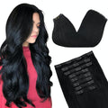GOO GOO Clip in Hair Extensions Real Human Hair, Remy Human Hair Extensions Clip ins for Women, Natural Human Hair, 22inch 200g 9Pcs, #1 Jet Black