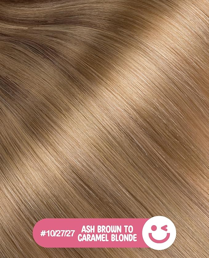 Youngsmile Injection Tape in Hair Extensions Human Hair Balayage #10/27/27 Golden Brown to Caramel Blonde 20pcs 45g 20 Inch Injected Tape in Hair Extensions Seamless Remy Human Hair (#10/27/27,20'')