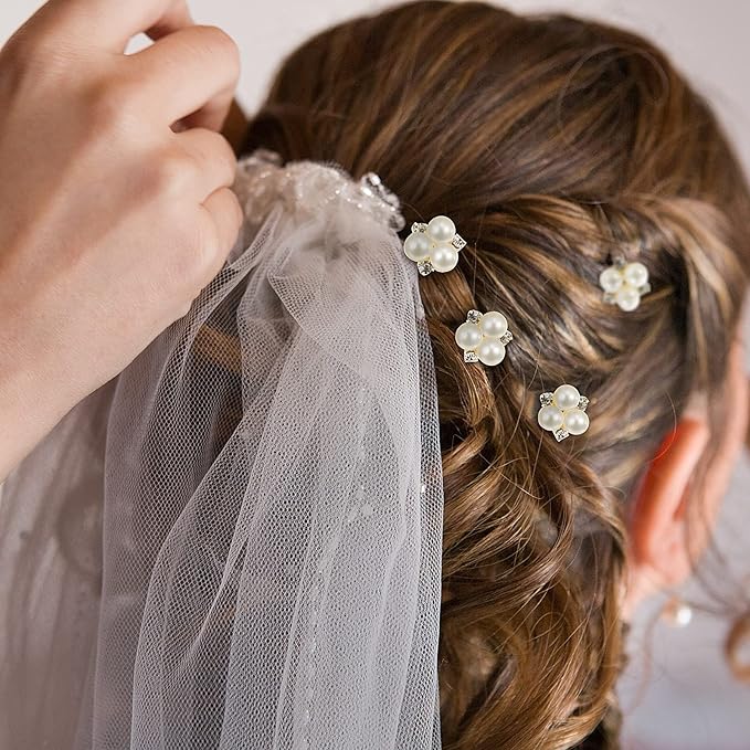 WILLBOND 18 Pcs Pearl Hair Pins Bridal Wedding Hair Accessories Crystal Bobby Pin for Brides Bridesmaids Flower Women Girls(Gold)