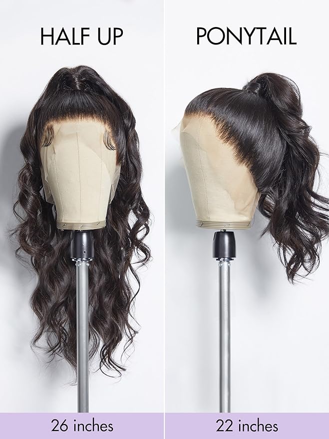 LUVME HAIR 24'' Loose Body Wave 360 Lace Frontal Wigs Human Hair Lace Glueless Human Hair Wig Pre Plucked Long Black Body Wave Wig