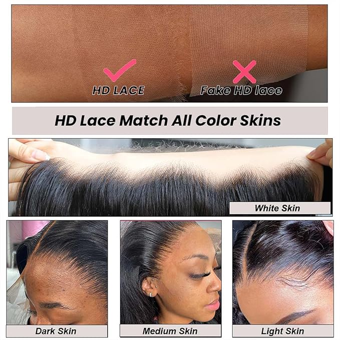 WOWANGEL 13x6 HD Lace Front Wigs Human Hair Body Wave Pre Plucked SKINLIKE 0.1mm Extremely Thin Real HD Lace Front Wigs 180% Density Glueless Human Hair Wigs for Women 30 Inch