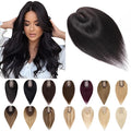 SEGO Human Hair Toppers for Women With Thinning Hair, 7 * 13CM Silk Base 100% Real Human Hair Clip in Top Wiglet Hairpieces -16 Inch No Bangs Natural Black
