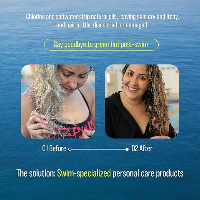 TRIHARD Chlorine Defense Swim Conditioner, Protect and Hydrate Hair from Pool and Ocean, Chlorine and Saltwater Pre and Post Swim Hair Protection, Hydrating Conditioner for Swimmers