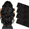 GOO GOO Invisi edge Tape in Hair Extensions Human Hair, 1B Natural black 20pcs 14inch 50g, Virgin Human Hair Tape ins, Seamless Injected Tape in Hair Extensions