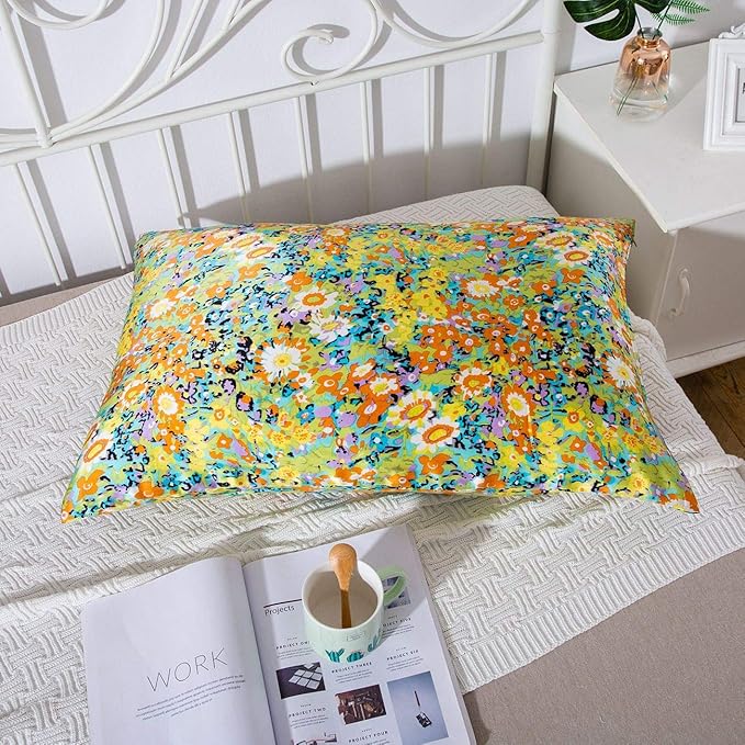 SLPBABY Silk Pillowcase for Hair and Skin with Hidden Zipper Print (Queen, Pattern14)