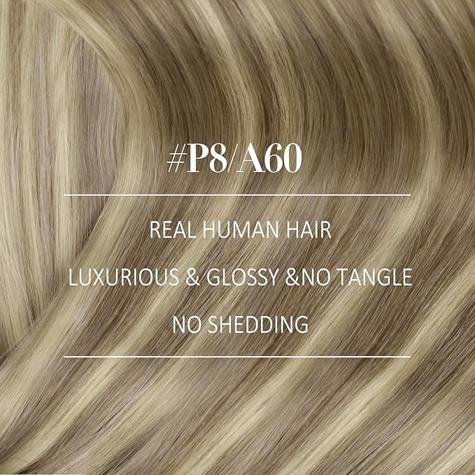 YoungSee Sew in Hair Extensions Real Human Hair Highlight Hair Extensions Weft Light Brown with Blonde Highlight Hand Tied Weft Hair Extensions Human Hair 20Inch 100G