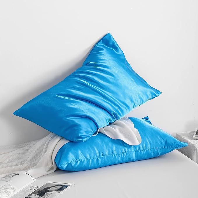 NTBAY 2 Pack Satin King Pillowcases for Hair and Skin, Luxurious and Silky Pillow Cases with Envelope Closure, 20x40 Inches, Royal Blue