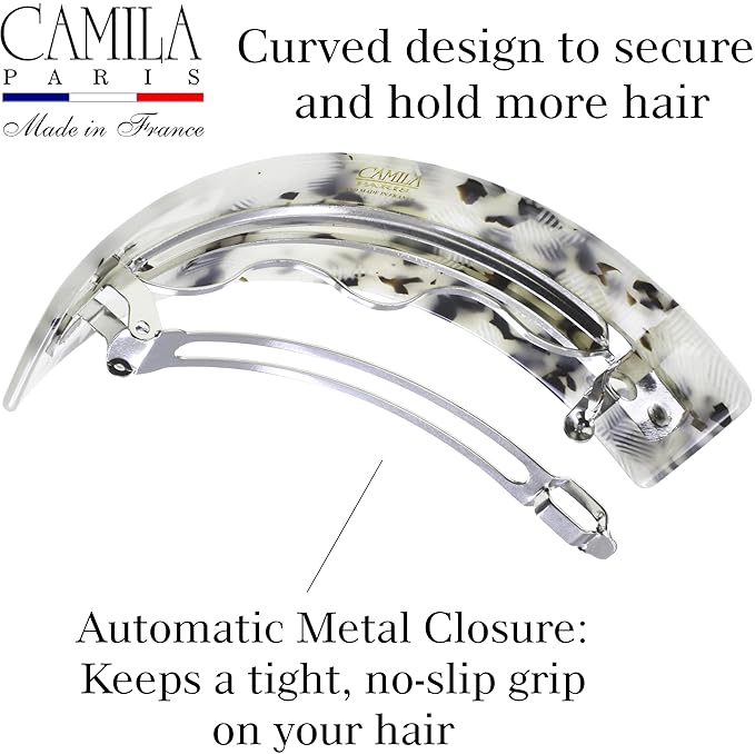 Camila Paris CP3574 French Hair Barrette Clip for Girls for Thick Curly Wavy Long Hair, Strong Hold Grip Hair Clips for Women, Automatic, No Slip Styling Girls Hair Accessories, Handmade in France