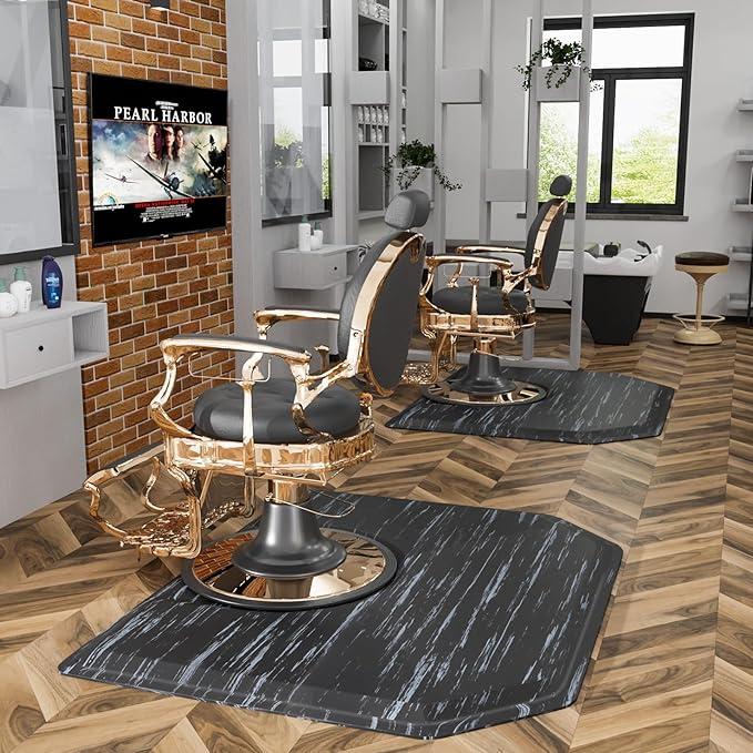 4 ft. x 5 ft. Salon Mat Anti Fatigue for Hairstylist Standing, Thick Barber Floor Mats Under Salon Chair, Hair Mat Hairdressing Barbershop Beuaty Spa Equipment