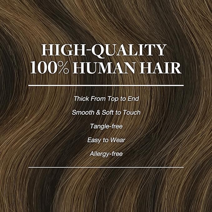GOO GOO Clip in Hair Extensions Real Human Hair, Remy Human Hair Extensions Clip ins for Women, Natural Human Hair, 14inch 120g 7Pcs, 2/6/2 Balayage Dark Brown to Chestnut Brown