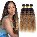 Ombre Brown Bundles Human Hair T1B/4/27 Water Wave Bundle Niegmeag Peruvian Virgin Remy Hair 3 Bundles 22 24 26 Inch 3 Tone Brown and Honey Blonde Bundle