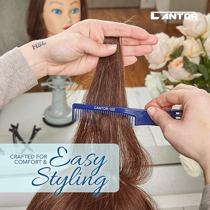 Lift Teasing Comb & Hair Pick - 2 Pack, Five Stainless Steel Lifts - Chemical & Heat Resistant Detangler - Anti Static Comb For All Hair Types - By Cantor