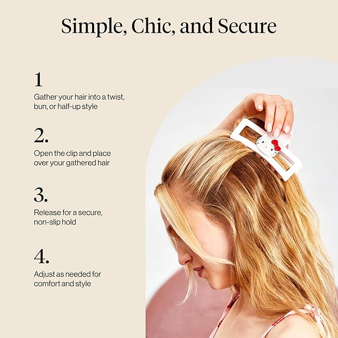 Hello Kitty x Kitsch Hair Clips for Women - Durable, Strong Hold All Day, Cute Jumbo Claw Clips for Thick Hair, Hello Kitty Stuff for Girls | Ideal Gifts for Women - 1 Pc