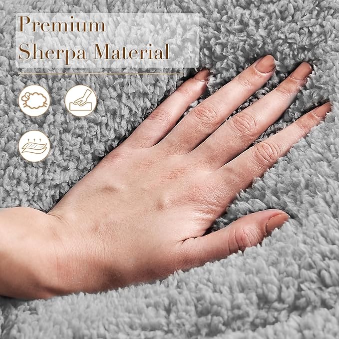 Cymula California King Mattress Topper, Sherpa Mattress Pad for Cal King Bed with 900GSM Down for Back Pain Extra Thick Mattress Cover Pillow Top with 8-21" Pockets, Grey