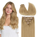GOO GOO Clip in Hair Extensions Real Human Hair, Remy Human Hair Extensions Clip ins for Women, Natural Human Hair, 20inch 120g 7Pcs, 7 Bronde