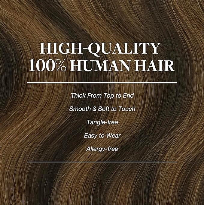 GOO GOO Clip in Hair Extensions Real Human Hair, Remy Human Hair Extensions Clip ins for Women, Natural Human Hair, 20inch 160g 7Pcs, #2/6/2 Balayage Dark Brown to Chestnut Brown