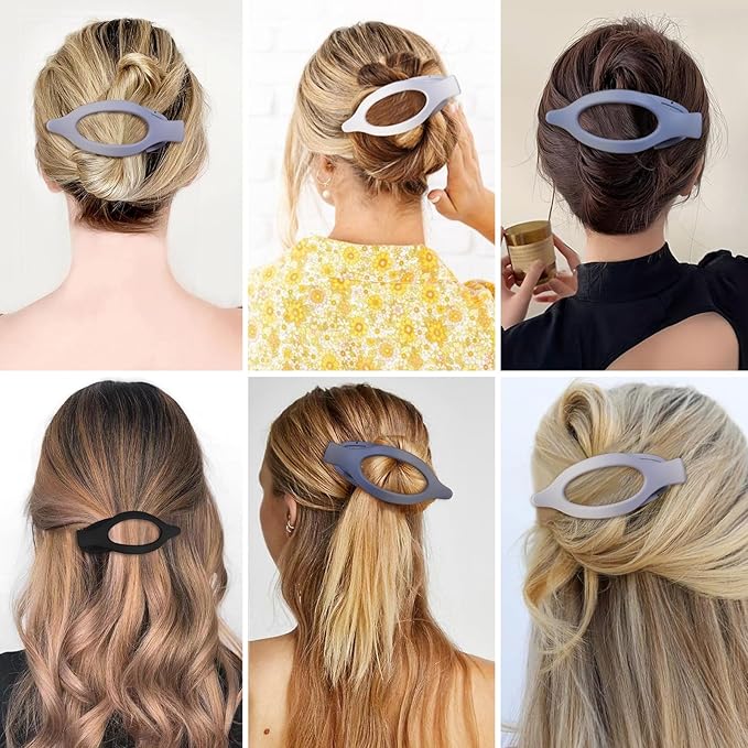 Flat Hair Clip 6 pcs Lay Down Claw Clips Hair Accessories for Women -Grey