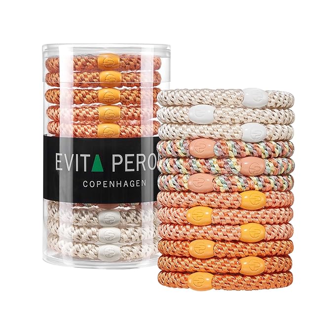 EVITA PERONI 12 Pcs Hair Ties, High Elastic Ponytail Holders, Hair Ties No Damage for Thick Curly Hair Women Men (Sunset Glow)
