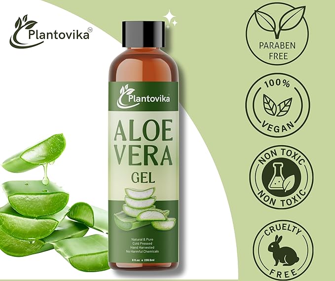 Aloe Vera Gel - Natural, Hydrating, Soothing for Face, Skin, Hair, Sunburn - 8 Fl Oz