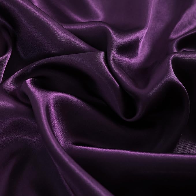 NTBAY 2 Pack Satin King Pillowcases for Hair and Skin, Luxurious and Silky Pillow Cases with Envelope Closure, 20x40 Inches, Eggplant Purple