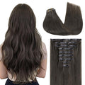 GOO GOO Clip in Hair Extensions Real Human Hair, Remy Human Hair Extensions Clip ins for Women, Natural Human Hair, 14inch 130g 9Pcs, 1C Mocha Brown