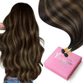 YoungSee Nano Bead Hair Extensions Human Hair Brown 18 inch Nano Ring Hair Extensions Human Hair Balayage Nano Hair Extension Dark Brown Ombre Browns Pre Bonded Nano-Tip Hair Extension 50s 50g