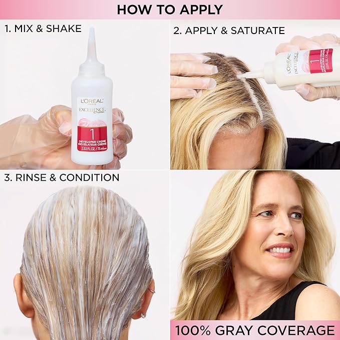 L'Oreal Paris Excellence Crème Permanent Hair Dye, Triple Care Hair Color with Pro-Keratine Complex for 100% Gray Hair Coverage, 6A Light Ash Brown, 1 Kit (Pack of 2)