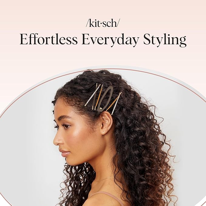 Kitsch Hair Clips for Women & Bobby Pins – Gold Metal Snap Hair Barrettes | Stylish, No Slip, Pain-Free | Ideal for Everyday Hairstyles | Ideal Gifts for Women - Sedona, 8pc Set