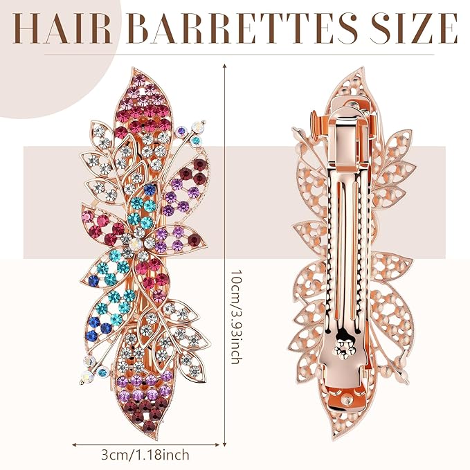 Geyoga 6 Pieces Vintage Hair Barrettes for Women Retro Flower French Pearl Crystal Rhinestones Clips Hair Pins for Women Styling Accessories(Shining Style)