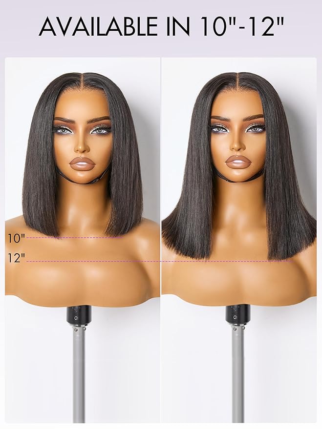 LUVME HAIR 7x6 HD Lace All-Day Comfort Wig PartingMax Lace Bob Wigs Lace Front Wigs Human Hair Pre Cut Plucked Lace Frontal Glueless 10 Inches Natural Black Color