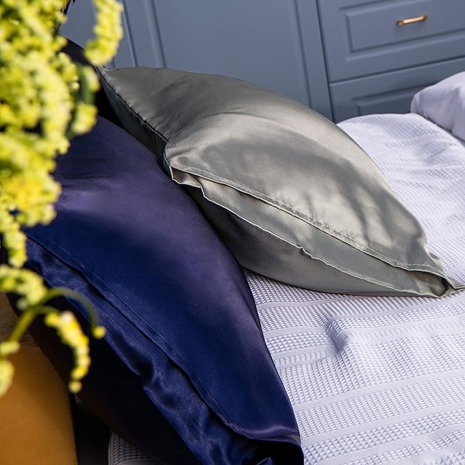 NTBAY 12 Pack Satin King Pillowcases for Hair and Skin, Luxurious and Silky Pillow Cases with Envelope Closure, 20 x 36 Inches, Grey