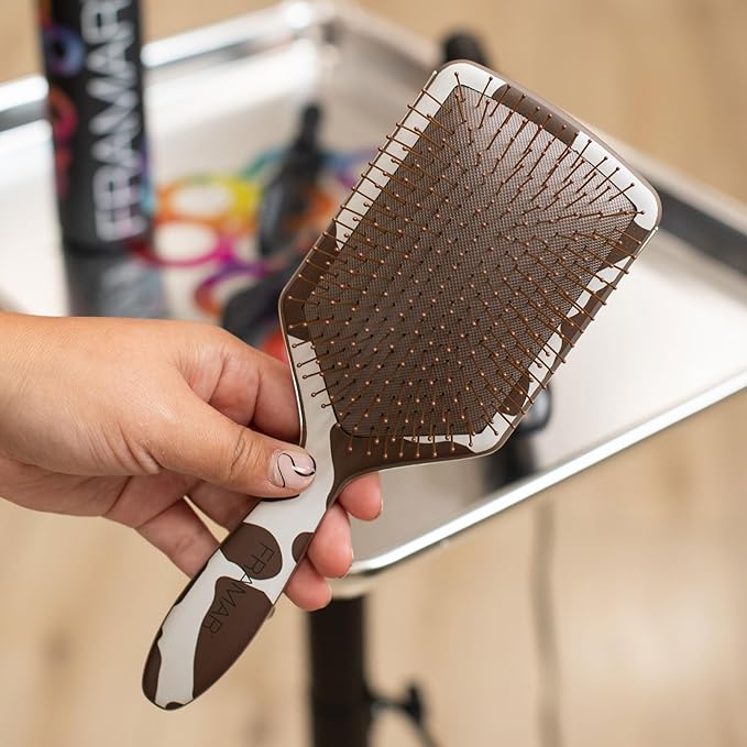 FRAMAR Paddle Hair Brush Detangler, Detangling Hairbrush For Women, Wet Hair Brush For Girls, Hair Detangler Brush, Wet Hairbrush, Hairbrushes, Girls Hairbrush Detangler, Reduces Frizz – Cow Print