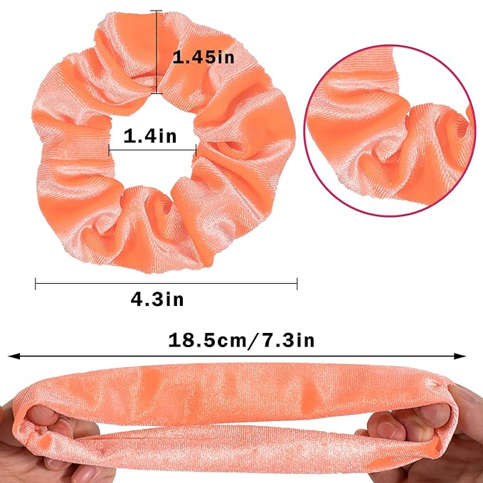 Whaline Neon Scrunchies Summer Velvet Hair Bobble Elastics Hair Bands Soft Hair Ties for Girls, Women (Neon color)