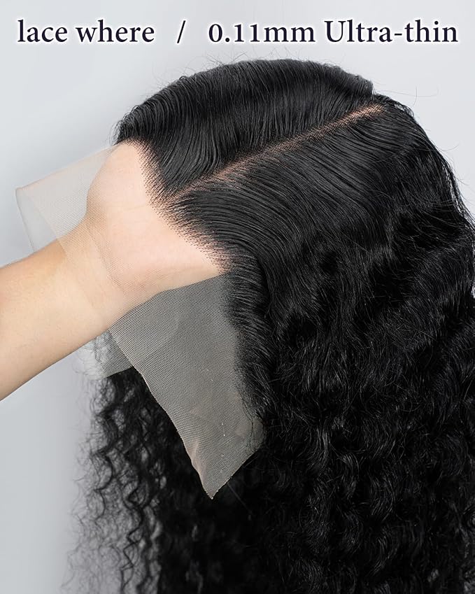 13x6 Deep Wave Lace Front Wigs Human Hair 180% Density Curly Wigs for Black Women 13x6 Wet and Wavy HD Transparent Lace Frontal Wigs Human Hair Pre Plucked with Natural Baby Hair 20inch