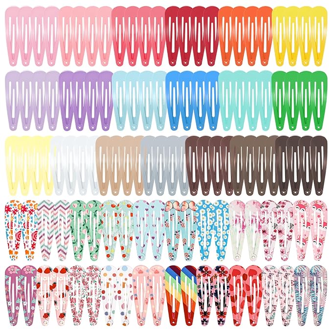 obeoby 120 Pcs 40 Colors Metal Snap Hair Clips, 2 Inch Hair Barrettes Hair Accessories for Girls Toddlers Women Birthday Valentines Day Gifts