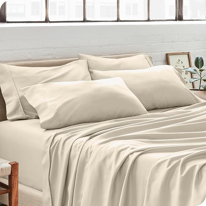 Bare Home Microfiber Bulk Pillow Cases - Standard/Queen Size Set of 4 - Cooling Pillowcases - Double Brushed - Sand Pillowcases 4 Pack - Easy Care (Standard - 4 Pack, Sand)