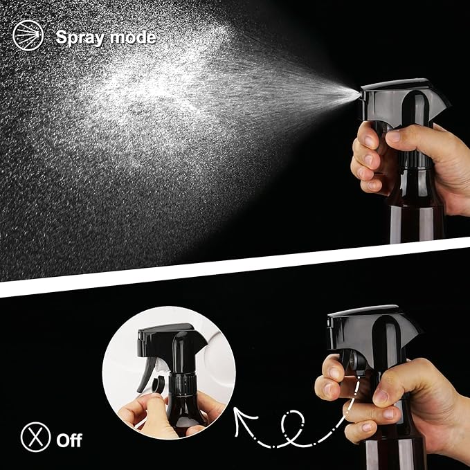 Plastic Spray Bottles 12oz Continuous Spray Bottle Mist Spraying Heavy Duty Empty Water Spray Bottles for Hair, Cleaning Solutions, Plants，Essential Oils 2 Pack (Brown-2pcs)