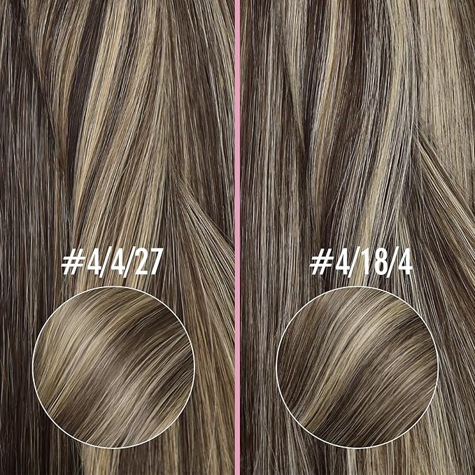 YoungSee Brown Nano Hair Extensions 22 inch Hair Extensions Nano Beads Balayage Dark Brown with Ash Blonde Nano Tips Extension Human Hair Ombre for Women Bead Hair Extension Long 1g/s 50g