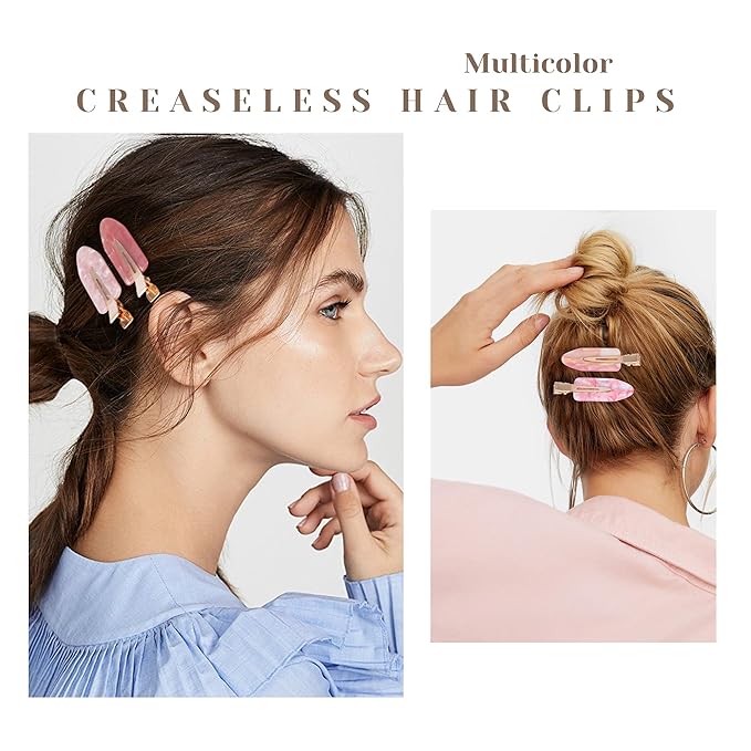 No Crease Creaseless No Bend Hair Clips For Styling Non Slip Flat Clips For Makeup Hair Accessories For Women,Pink,12 PCS