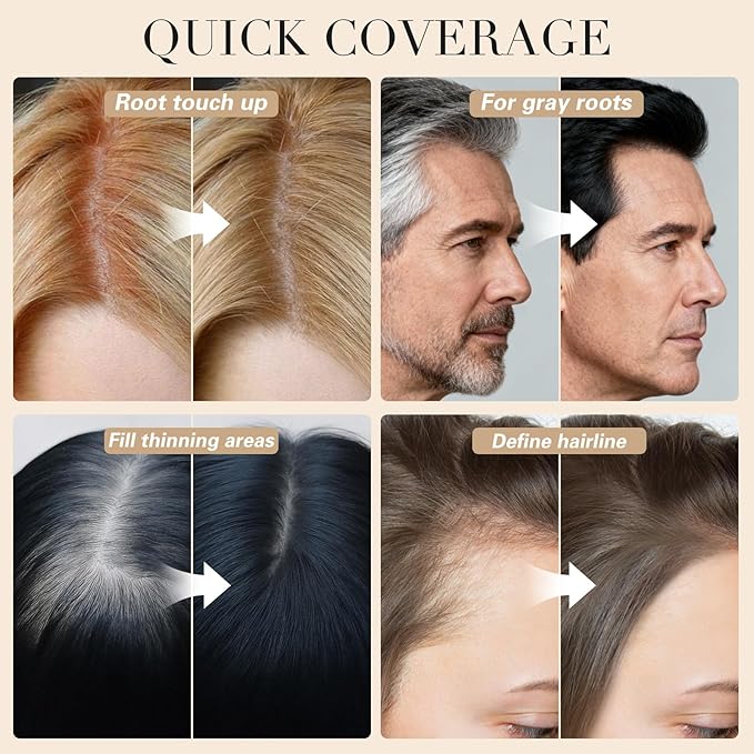 Root Touch Up Hair Color – 3 Color Blendable Hairline Powder for Gray Coverage, Root Cover Up & Thinning Edges – 48H Sweat Resistant, Natural Finish for Women & Men – Dark Brown