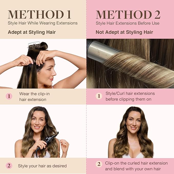 GOO GOO Clip in Hair Extensions Real Human Hair, Remy Human Hair Extensions Clip ins for Women, Natural Human Hair, 24inch 140g 7 Pcs, #2/6 Dark Brown Highlighted Chestnut Brown