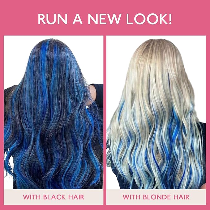 WENNALIFE Tape in Hair Extensions Human Hair Blue Tape in Extensions, 10pcs 25g 14 inch Remy Invisible Tape Ins Straight Colored Soft Real Human Hair Tape in Extensions Refill Set Extensions