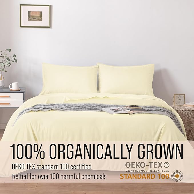 Bella Coterie | Luxury Bamboo Viscose Standard Size Pillowcase Set | 100% Organically Grown | Ultra Soft | Cooling | 2 Pcs [Lemonade]