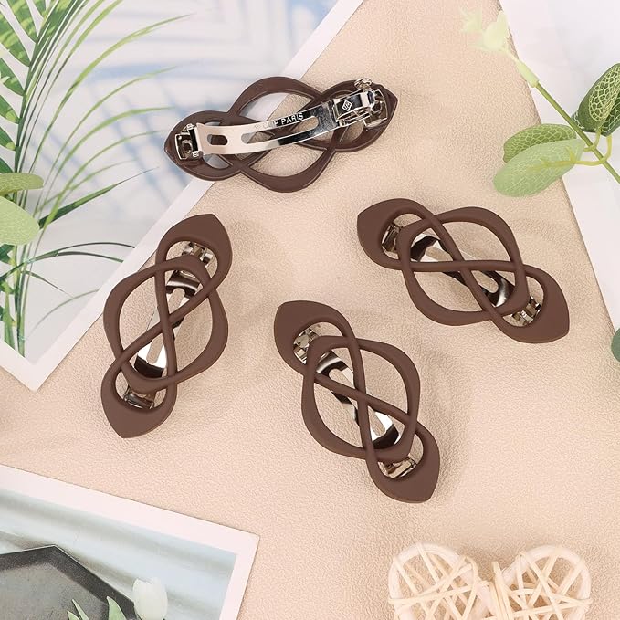 Hair Barrettes for Women 4packs Brown Hair Clips French Barrette Vintage HairClips f Stylish Accessories for Women Girls