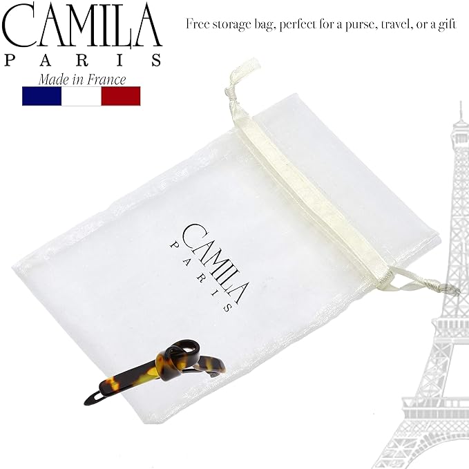 Camila Paris CP2801 French Hair Barrette Clip for Girls, Handmade, Tokyo, Metal-Free Closure Strong Hold Grip Hair Clips for Women, No Slip and Durable Styling Girls Hair Accessories, Made in France