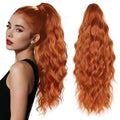 Ponytail Extension, Claw Clip Ponytail Extensions for Women Wavy Pony Tails Hair Extensions 18 Inch Clip in Ponytail Hairpiece Fluffy Natural Synthetic for Daily Use (Ginger Copper)
