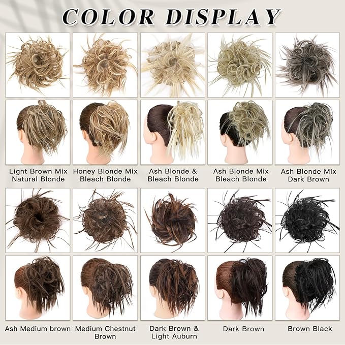 HMD Tousled Updo Messy Bun Hair Piece Hair Extension Ponytail With Elastic Rubber Band Updo Extensions Hairpiece Synthetic Hair Extensions Scrunchies Ponytail Hairpieces for Women(Natural Black 2#)