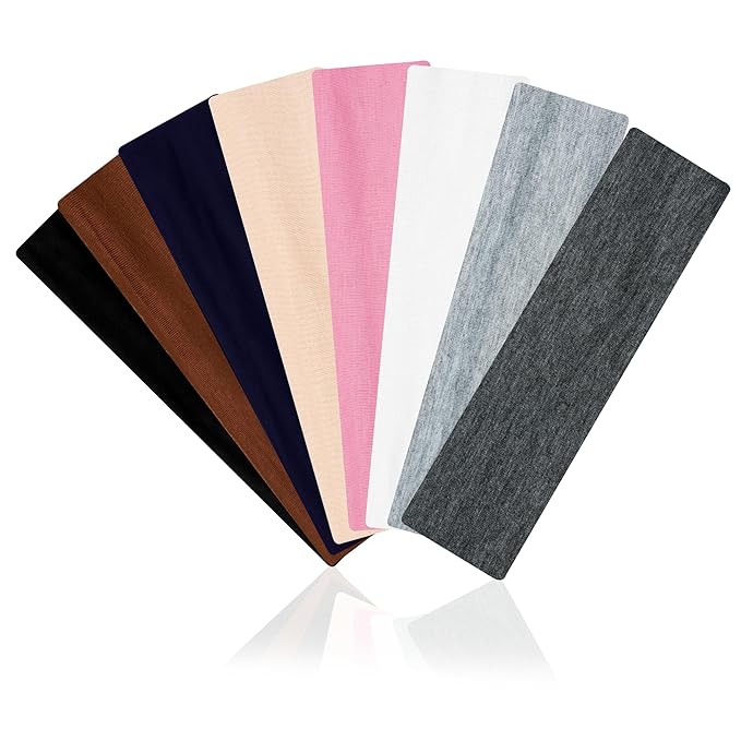 Headbands for Women Non Slip Elastic - 8 Pack Soft Cloth Athletic Headband, Fabric Workout Headbands Stretchy, Fashion Head Bands for Yoga Running Sports
